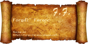 Forgó Ferenc névjegykártya