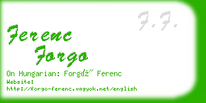 ferenc forgo business card